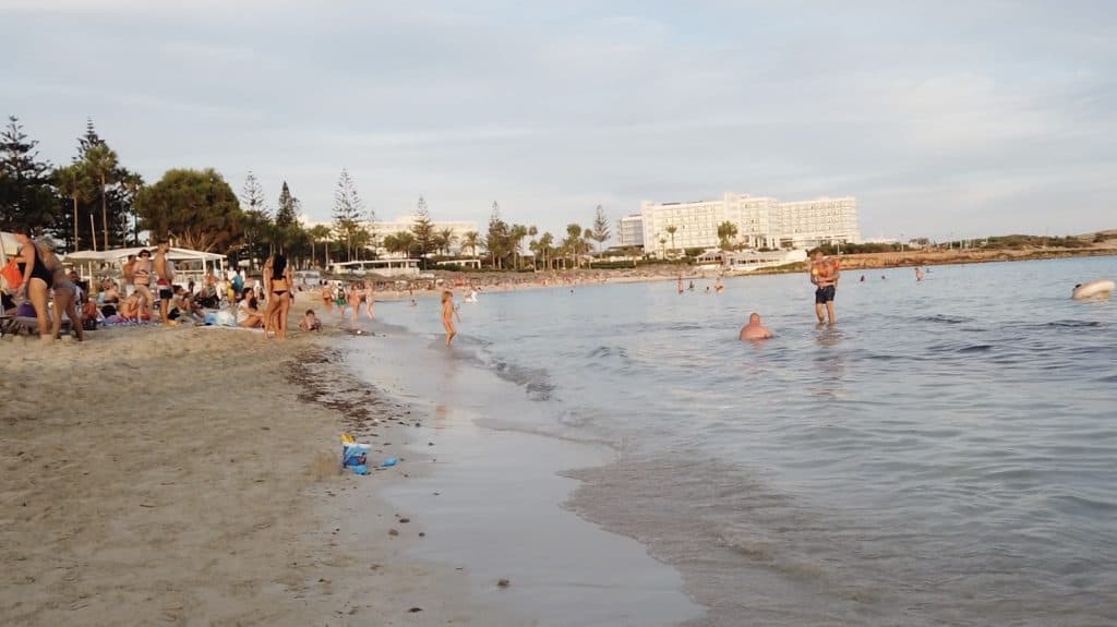 A photo showing how many people are at Nissi Beach
