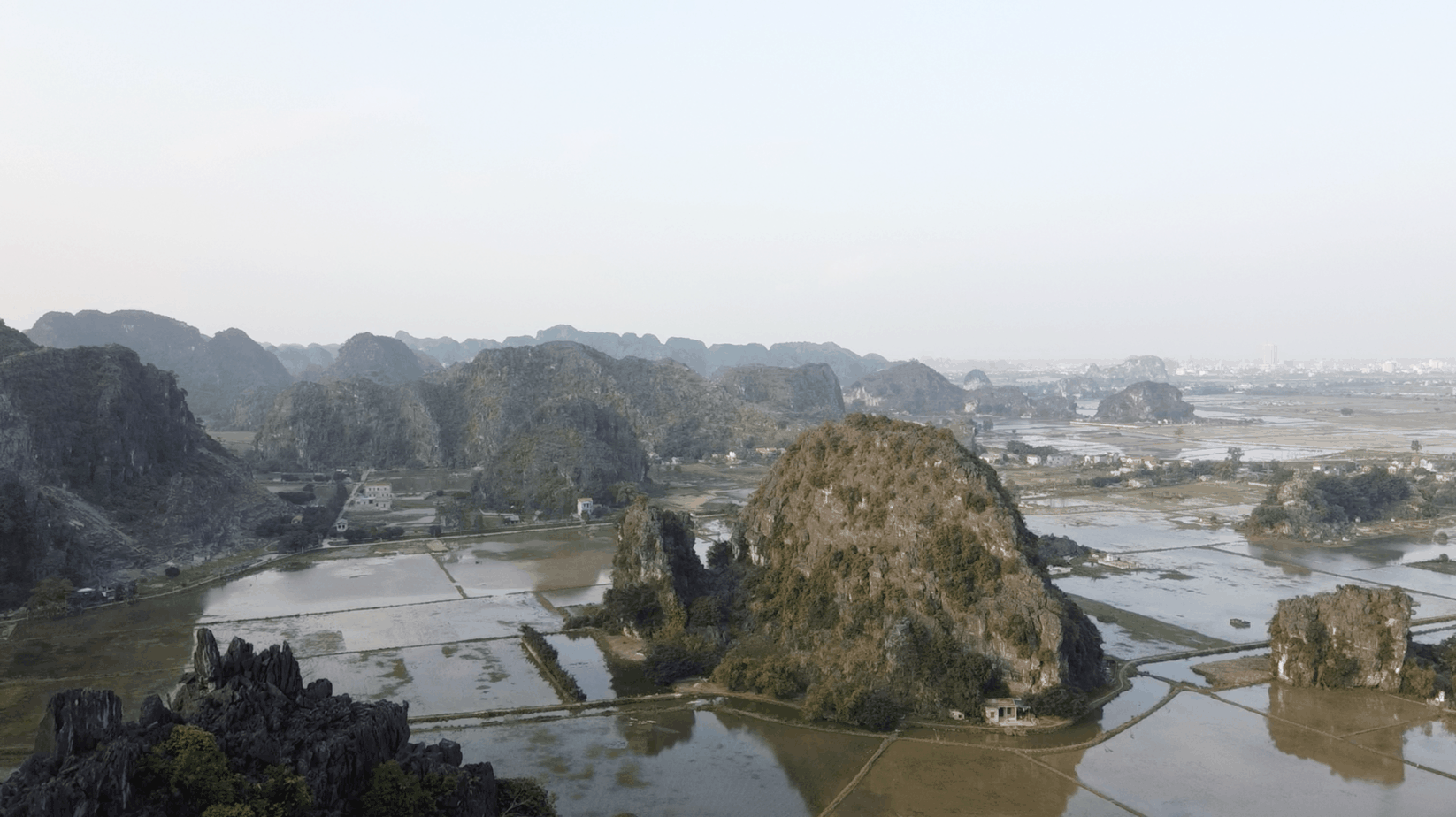 view of the rice field from the top of Ninh Binhs Viewpoint