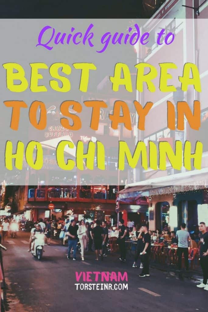 Pinterest graphic for "quick guide to where to stay in ho chi minh vietnam"
