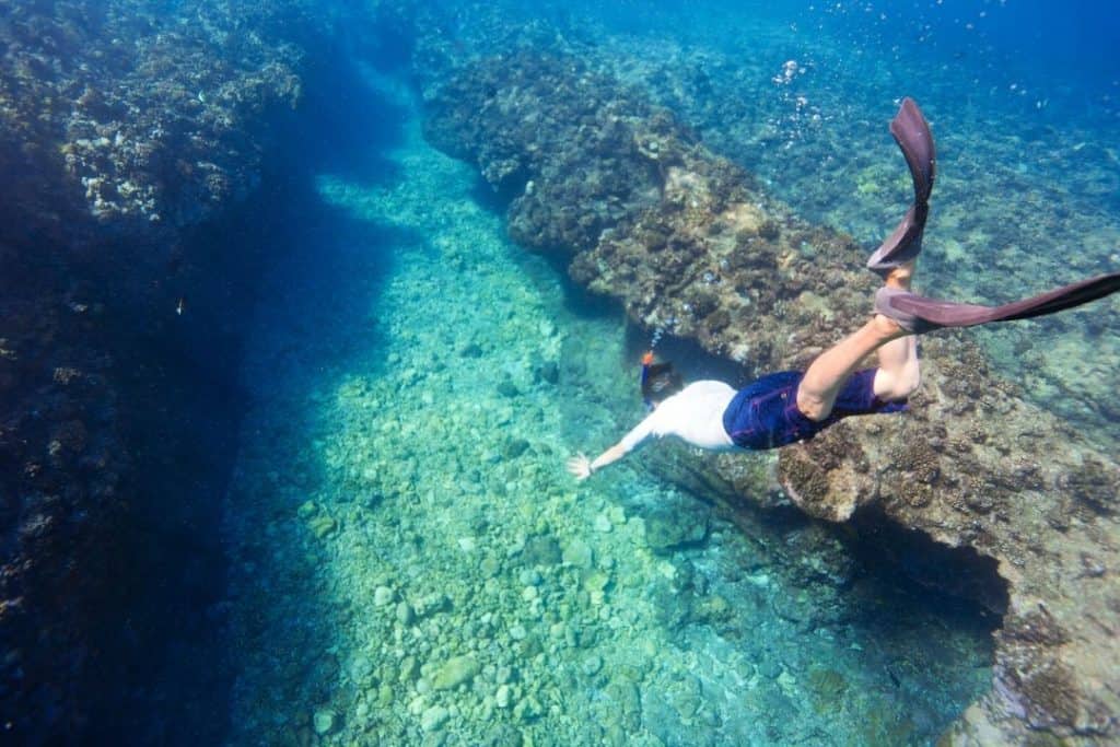 Man diving in Vietnam